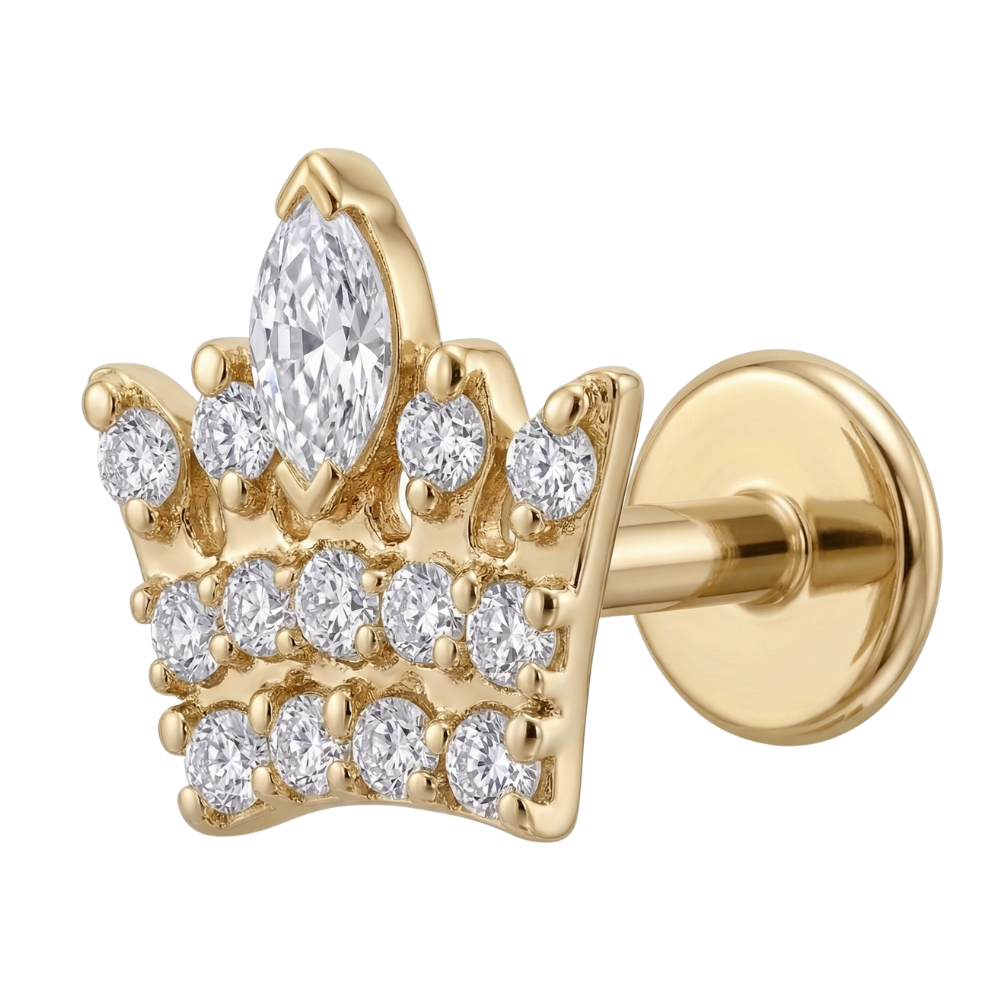 titanium labret decoratieve gouden kroon