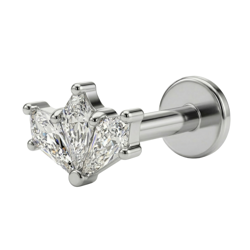 titanium labret met een rij zirkonen